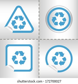 simple icon set of arrows on sticker button different forms in modern style. eps10 vector illustration