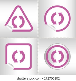 simple icon set of arrows on sticker button different forms in modern style. eps10 vector illustration