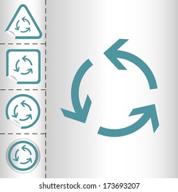 simple icon set of arrows on sticker button different forms in modern style. eps10 vector illustration