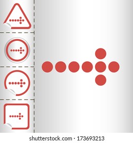 simple icon set of arrows on sticker button different forms in modern style. eps10 vector illustration