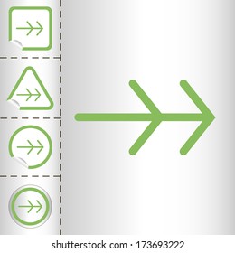 simple icon set of arrows on sticker button different forms in modern style. eps10 vector illustration