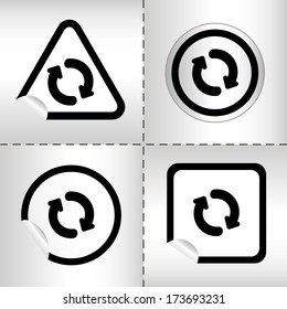 simple icon set of arrows on sticker button different forms in modern style. eps10 vector illustration