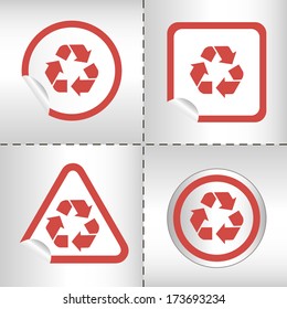 simple icon set of arrows on sticker button different forms in modern style. eps10 vector illustration