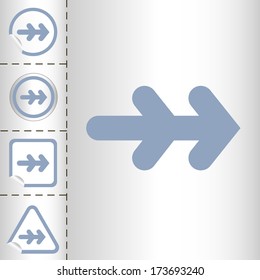 simple icon set of arrows on sticker button different forms in modern style. eps10 vector illustration