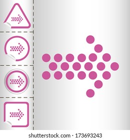 simple icon set of arrows on sticker button different forms in modern style. eps10 vector illustration