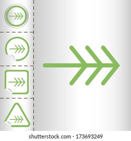 simple icon set of arrows on sticker button different forms in modern style. eps10 vector illustration