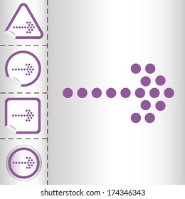 simple icon set of arrows on sticker button different forms in modern style. eps10 vector illustration