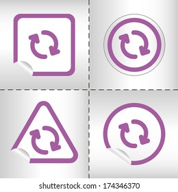 simple icon set of arrows on sticker button different forms in modern style. eps10 vector illustration