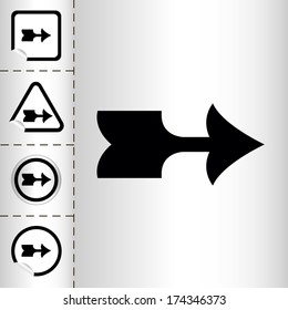 simple icon set of arrows on sticker button different forms in modern style. eps10 vector illustration