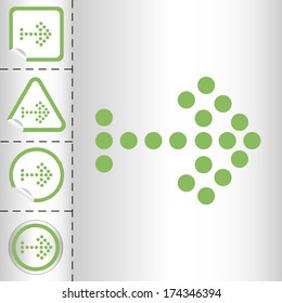 simple icon set of arrows on sticker button different forms in modern style. eps10 vector illustration