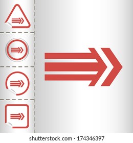 simple icon set of arrows on sticker button different forms in modern style. eps10 vector illustration
