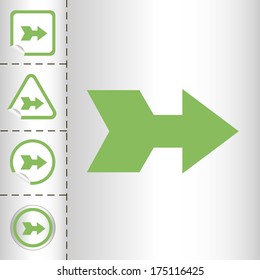 simple icon set of arrows on sticker button different forms in modern style. eps10 vector illustration