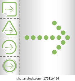 simple icon set of arrows on sticker button different forms in modern style. eps10 vector illustration