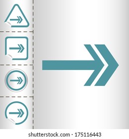 simple icon set of arrows on sticker button different forms in modern style. eps10 vector illustration