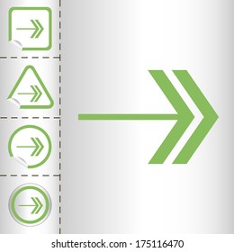 simple icon set of arrows on sticker button different forms in modern style. eps10 vector illustration