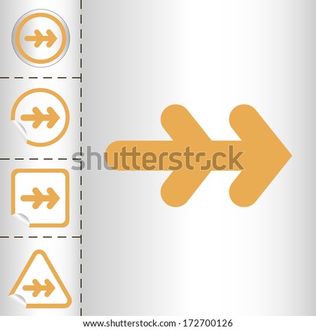 simple icon set of arrows on sticker button different forms in modern style. eps10 vector illustration