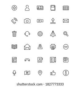 Simple icon set associated with the user interface on a white background