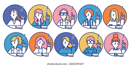 It is a simple icon set B with women of various occupations flashing.