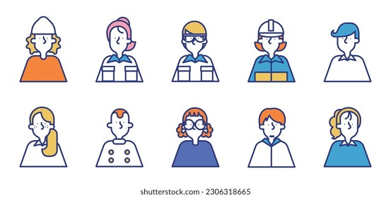 It is a simple icon set C of men and women of various occupations.