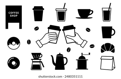 Einfaches Icon-Set für Cafés und Cafés