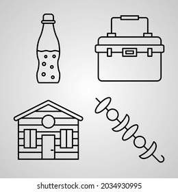 Simple Icon Set of Camping Related Line Icons
