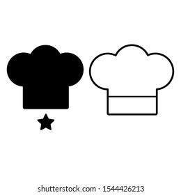 Icono sencillo con gorra de chef y gorra de chef con estrella