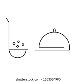Simple icon set with chef ladle and food serving tray