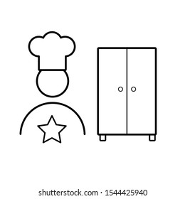 Simple icon set with chef sign with star and wardrobe