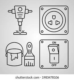 Simple Icon Set of Construction Related Line Icons
