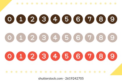 Simple icon set with cute hand-drawn circles and numbers
