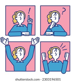 It is a simple icon set (D) of a casual woman.