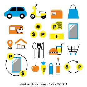 simple icon set of delivery and e-money