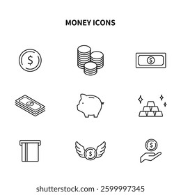 Simple icon set | Dollar, money, assets, funds