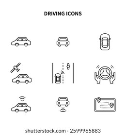 Simple icon set | Driving, car, self-driving