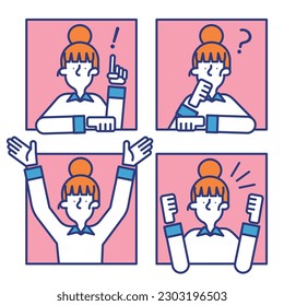 It is a simple icon set (F) of a casual woman.