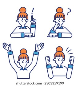 It is a simple icon set (F) of a casual woman.