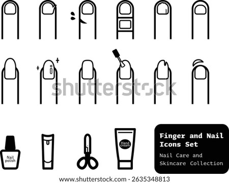 Simple icon set of fingers and nails