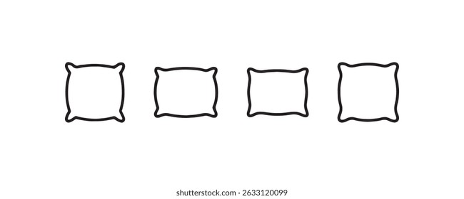 Simple icon set of four black outlined pillows on plain background.
