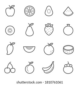 Simple Icon Set of Fruit icon outline stroke vector illustration on white background