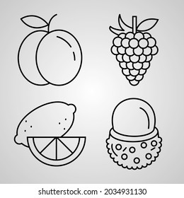 Conjunto simple de iconos de línea relacionados con frutas
