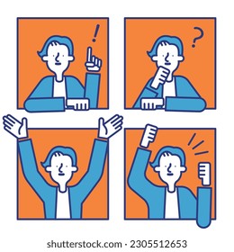 It is a simple icon set (G) of a casual man.