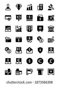 Simple icon set glyph related to Finance And Payments on a white background