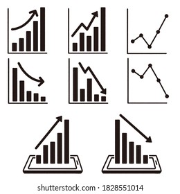Simple icon set for graphs. Vector illustration on white background.