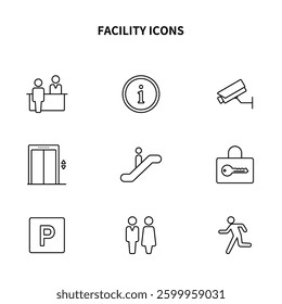 Simple icon set | Guidance inside facilities such as hotels and department stores