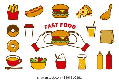 Simple icon set for a hamburger store