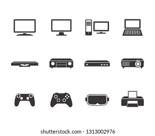 Simple icon set of home electronic devices