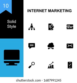 simple icon set  of internet marketing with solid style suitable for your website,32x 32 pixel perfect