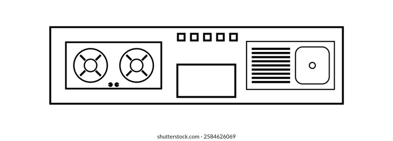 Simple icon set of kitchen appliance. Cooking symbol. Contain such icons as toaster, kettle, kitchen scales, oven etc. Vector illustration.
