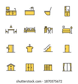 Simple icon set: Living Simple icon set: Various icons and kitchens in your home