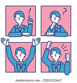 A simple icon set of a man in a casual suit.